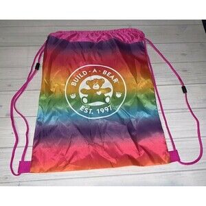 Build A Bear BAB Tie Dye Rainbow Drawstring Bag Backpack Cinch